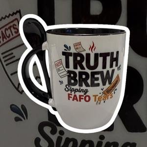Truth Brew Mug with Spoon – 11oz Political Coffee Cup | FAFO Tears Edition