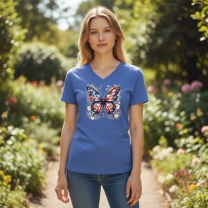 American Butterfly Floral Graphic T-Shirt