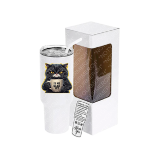40 oz Insulated Grumpy Cat Tumbler – “Is He Dead Yet?” Design with Optional Handle – 10 Color Options