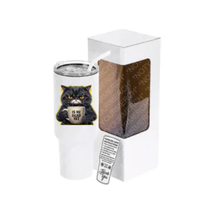 40 oz Insulated Grumpy Cat Tumbler – “Is He Dead Yet?” Design with Optional Handle – 10 Color Options