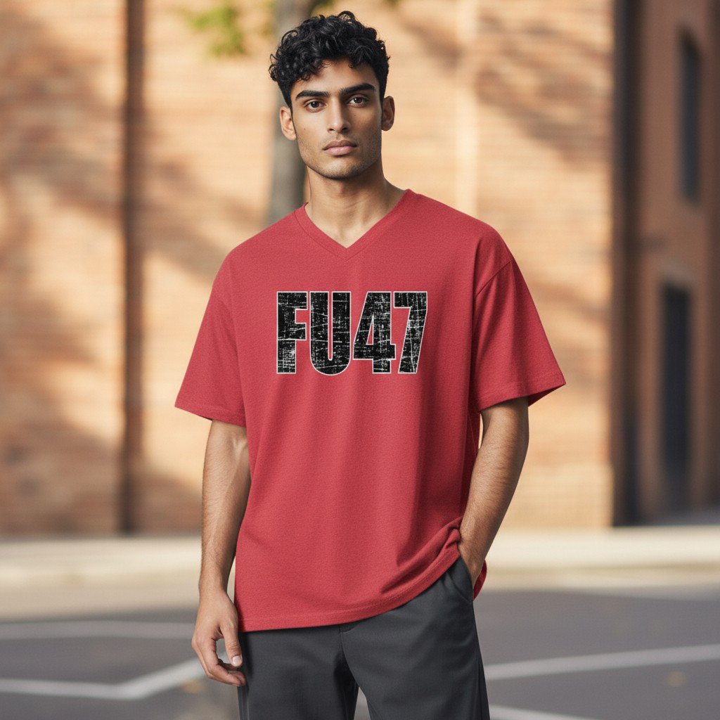 FU47 T-shirt featuring a bold FU47 text graphic printed on the front