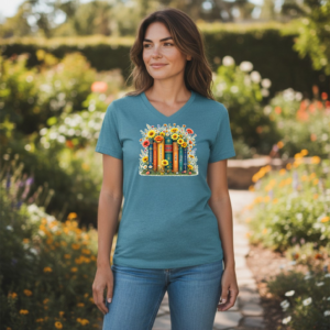 Foxtrots Books - Floral Book Stack Graphic T-Shirt – Quietly Loud Statement Tee