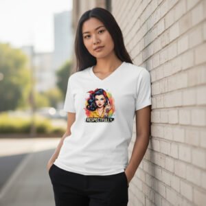 Graphic t-shirt featuring illustrated artwork with the phrase “Respectfully FDT” in a bold statement design.