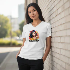 Graphic t-shirt featuring illustrated artwork with the phrase “Respectfully FDT” in a bold statement design.