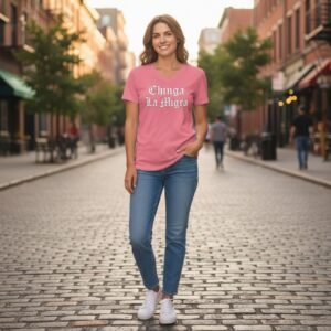 Graphic t-shirt with bold gothic lettering text design