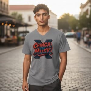 Bold statement t-shirt with X-style graphic and layered typography