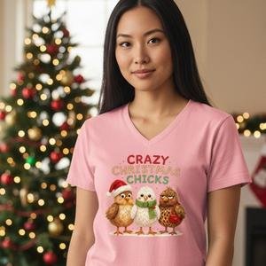 Funny Christmas t-shirt with festive chicks graphic