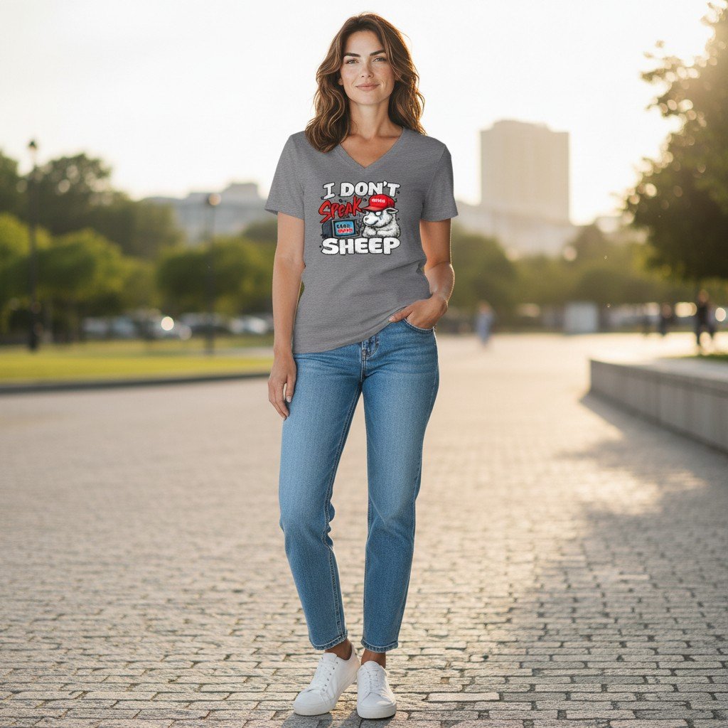 Don'tSpeakSheep Unisex graphic t-shirt with illustrated character and text design on the front