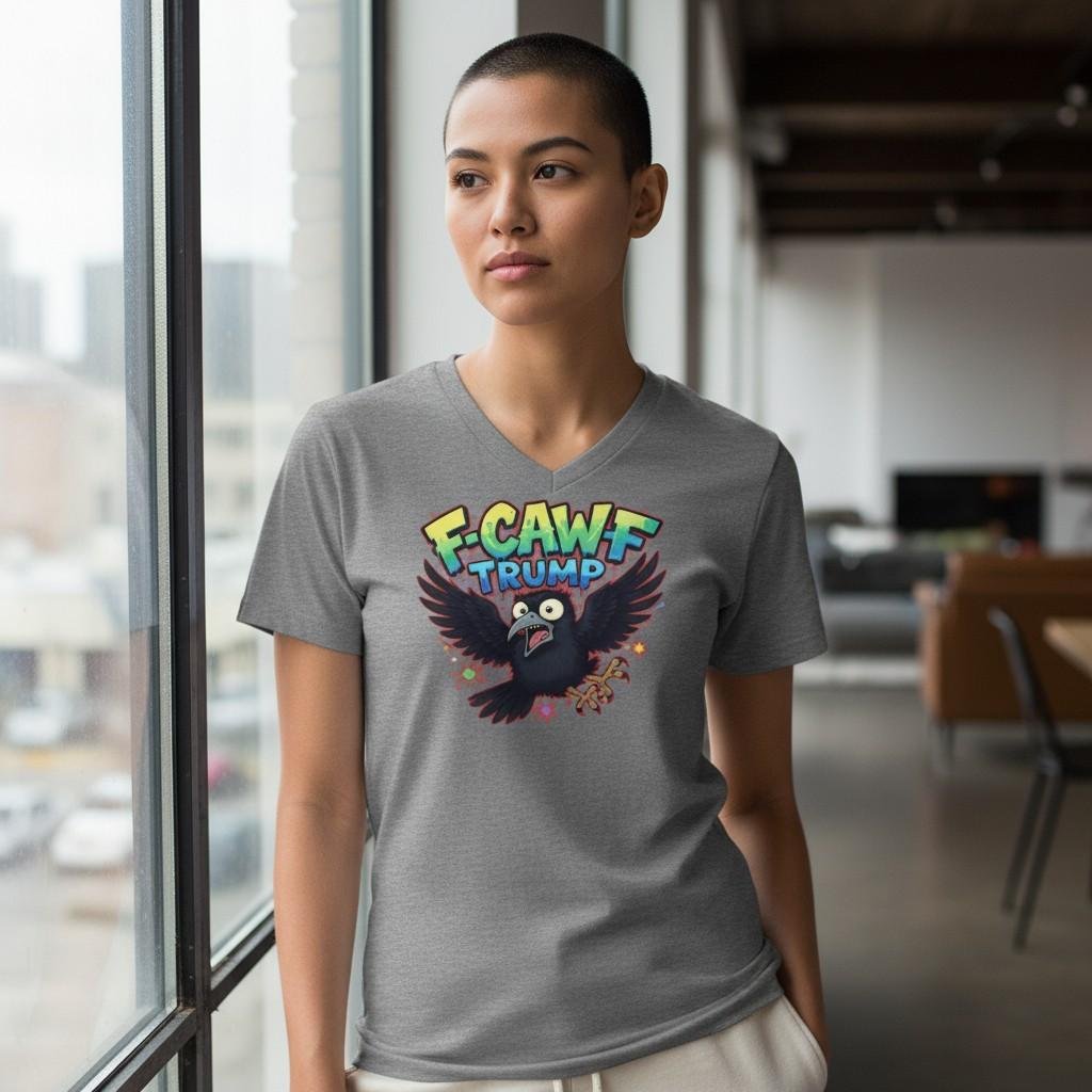 F-Caw-F Trump Graphic t-shirt featuring an illustrated crow with wings spread and the phrase “F-Caw-F Trump”