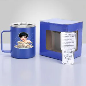 FAFO Tea Expeditiously thermal coffee mug with illustrated design and leak-proof lid