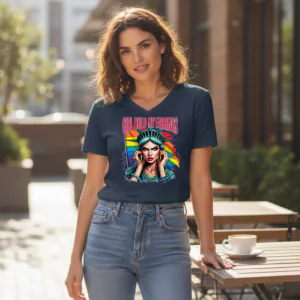 T-shirt featuring a bold illustrated statement graphic with empowering text on the front