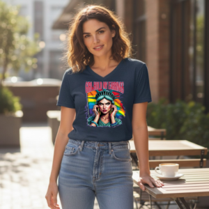 T-shirt featuring a bold illustrated statement graphic with empowering text on the front