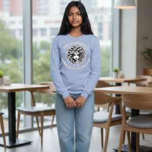 Long sleeve shirt featuring Medusa illustration with the phrase “I Won’t Be Remembered As a Woman Who Kept Her Mouth Shut.”