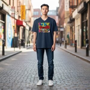 Graphic t-shirt featuring a bold typographic statement in a stacked, graffiti-style design.