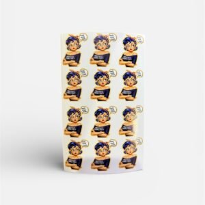 Sticker sheets featuring an illustrated Protect Democracy design, shown in multiple repeated stickers.