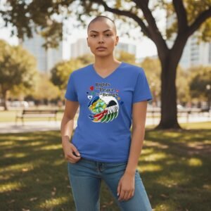 Rights and Peace for All Beings graphic t-shirt with heart and unity illustration