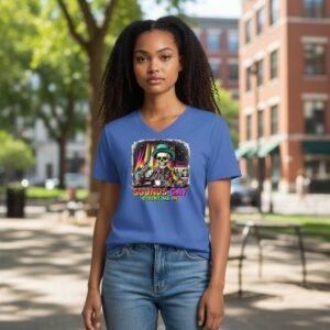 Colorful pride graphic t-shirt with bold inclusive statement design