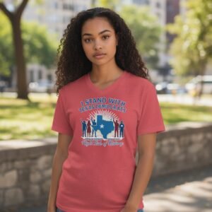 I stand with Texas Democrats graphic t-shirt with symbolic figures and Texas outline