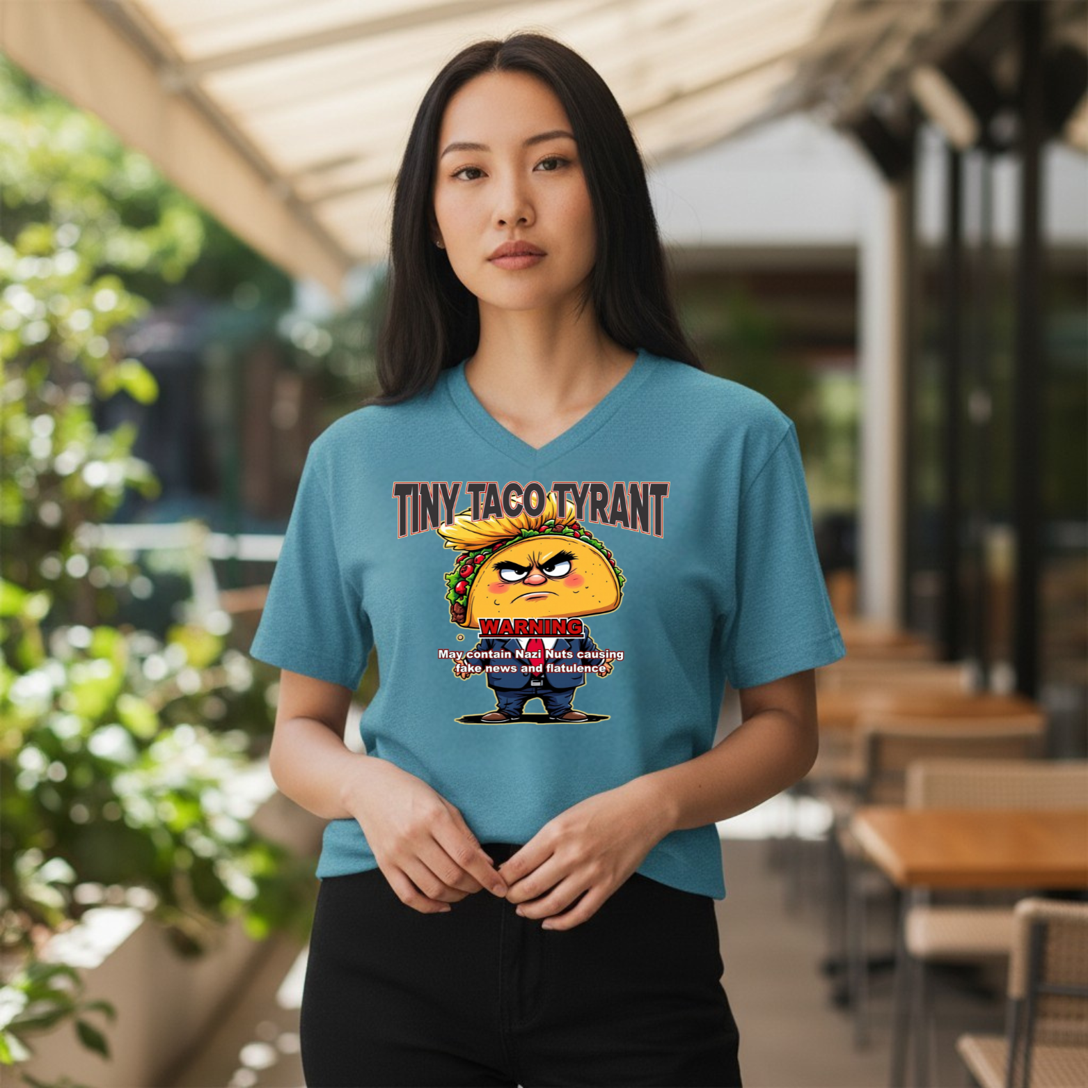 TinyTacoTyrant Tiny Taco Tyrant political satire parody graphic t-shirt