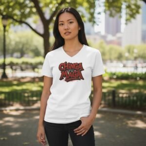Graphic t-shirt featuring bold graffiti-style political text