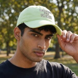 dad hat featuring the phrase “Democracy Dies in Silence” in bold distressed lettering.