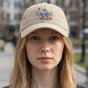 dad hat with “Immigrants Make America Great” patriotic design.