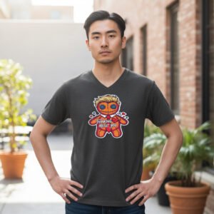 Stitched doll graphic t-shirt with “Thinking About You” lettering and heart details.