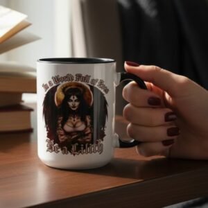 15oz mug with gothic Lilith artwork and the phrase “In a World Full of Eves Be a Lilith”