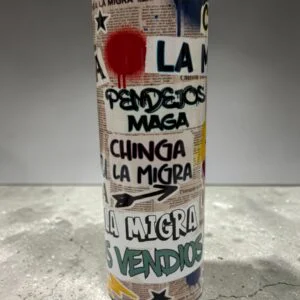 20oz stainless steel tumbler with graffiti-style typography and layered street art design