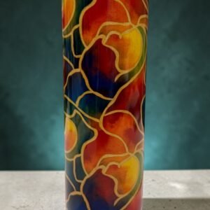 20oz stainless steel tumbler featuring the Christina Talks Tea signature teacup pattern design