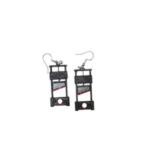 Hypoallergenic guillotine statement earrings with detailed miniature guillotine design.
