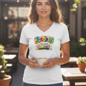 Graphic t-shirt featuring autism awareness symbols with a message promoting understanding and acceptance