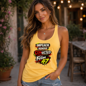 -shirt with bold political statement graphic in distressed typography