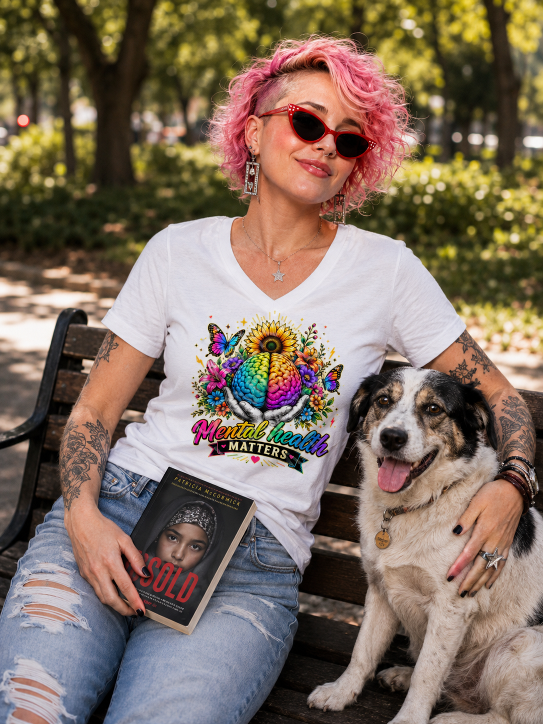 ChatGPT Image May 11, 2026 at 08_06_26 PM Graphic t-shirt featuring colorful mental health awareness artwork with floral details and inspirational text.