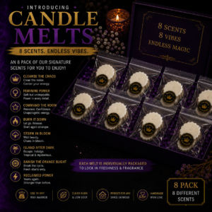 Handmade 8 pack wax melt collection with individually packaged signature scents.