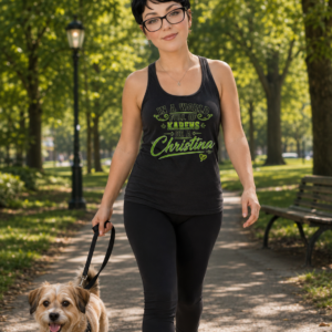 In a World Full of Karens, Be a Christina graphic t-shirt featuring decorative typography and playful statement artwork.