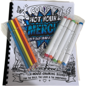 Spiral-bound coloring book featuring 43 coloring pages with fan-inspired artwork and Christina-themed designs.